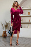 Nero maniche lunghe velluto Holiday Party Dress