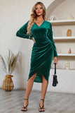 Nero maniche lunghe velluto Holiday Party Dress