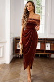 Velluto bordeaux fuori dalla spalla Holiday Party Dress