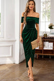Velluto bordeaux fuori dalla spalla Holiday Party Dress