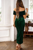 Velluto bordeaux fuori dalla spalla Holiday Party Dress