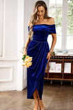 Velluto bordeaux fuori dalla spalla Holiday Party Dress