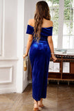 Velluto bordeaux fuori dalla spalla Holiday Party Dress