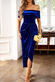 Velluto bordeaux fuori dalla spalla Holiday Party Dress