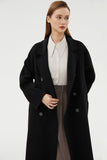 Cappotto lungo in lana semplice slim nero con doppiopetto