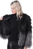 Cappotto in pelliccia sintetica a maniche lunghe invernali nero