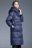 Piumino Invernale Lungo Navy Con Tasche