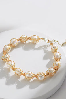 Bracciale d'oro squisito naturale di perle d'acqua dolce