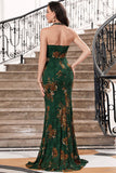 Verde scuro Sirena Halter Print Backless Prom Dress