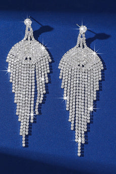 Orecchini pendenti con nappa in argento glitterato