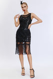 Sparkly nero frangiato 1920s Gatsby Dress