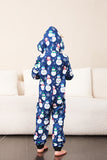 Pupazzo di neve stampa blu famiglia abbinata Natale un pezzo pigiama