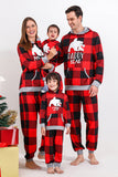 Set pigiama con stampa orso a griglia rossa per famiglie di Natale