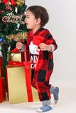 Set pigiama con stampa orso a griglia rossa per famiglie di Natale