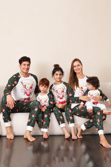 Set pigiama famiglia natalizio cervo verde scuro