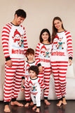 Set pigiama famiglia natalizia pupazzi di neve a strisce rosse