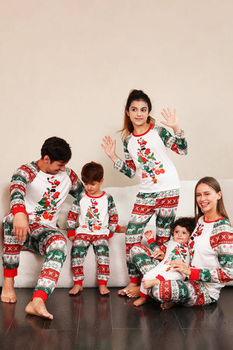 Set pigiama albero di Natale per famiglie rosso verde