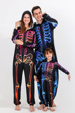 Famiglia Cozy Skeleton Print Zip Up Felpa con cappuccio Tute
