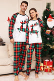 Set di pigiami coordinati per famiglie di Natale con cervo a griglia verde e rossa