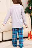 Set di pigiami coordinati per famiglie natalizie a quadri grigi e blu