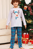 Set di pigiami coordinati per famiglie natalizie a quadri grigi e blu