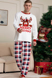 Cervo bianco e pigiama coordinato di Natale scozzese rosso