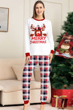 Cervo bianco e pigiama coordinato di Natale scozzese rosso