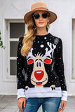 Maglione nero con fiocco di neve con renna di Natale nero