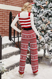 Tute in maglia con fiocco di neve rosso di Natale
