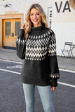 Natale Caffè Collo Alto Pullover Maglione Lavorato A Maglia