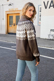 Natale Caffè Collo Alto Pullover Maglione Lavorato A Maglia