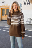 Natale Caffè Collo Alto Pullover Maglione Lavorato A Maglia