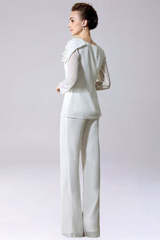 Tuta/tailleur pantalone separa pavimento-lunghezza chiffon madre del abito da sposa con fiocco