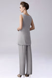 Sliver Jumpsuit / Tailleur pantalone separa pavimento-lunghezza chiffon madre del vestito da sposa
