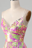 Hot Pink Sparkly Mermaid Prom Dress con fessura