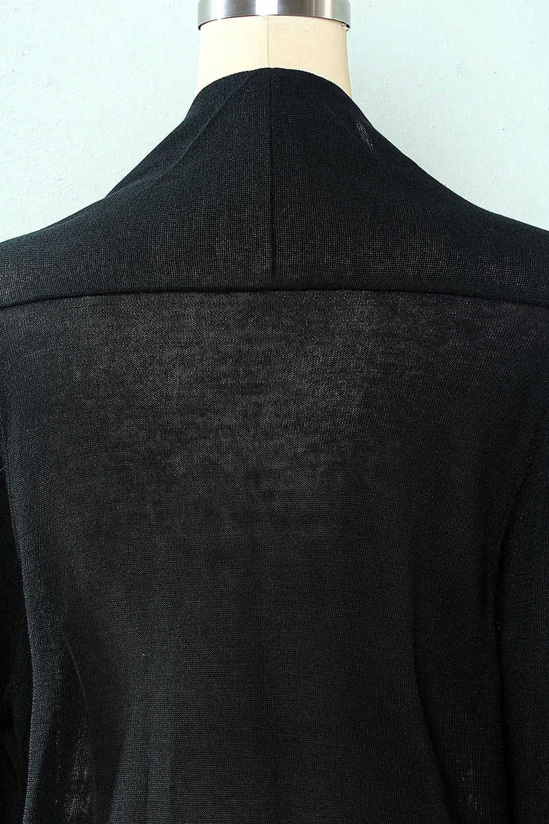 Carica l&#39;immagine nel visualizzatore di Gallery, Cardigan in maglia a manica lunga nera