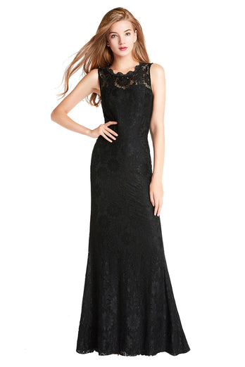 Black Mermaid Lace Long Prom Dress