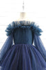 Carica l&#39;immagine nel visualizzatore di Gallery, Glitter Navy Maniche Lunghe Fiore Ragazza Dress