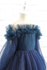 Carica l&#39;immagine nel visualizzatore di Gallery, Glitter Navy Maniche Lunghe Fiore Ragazza Dress