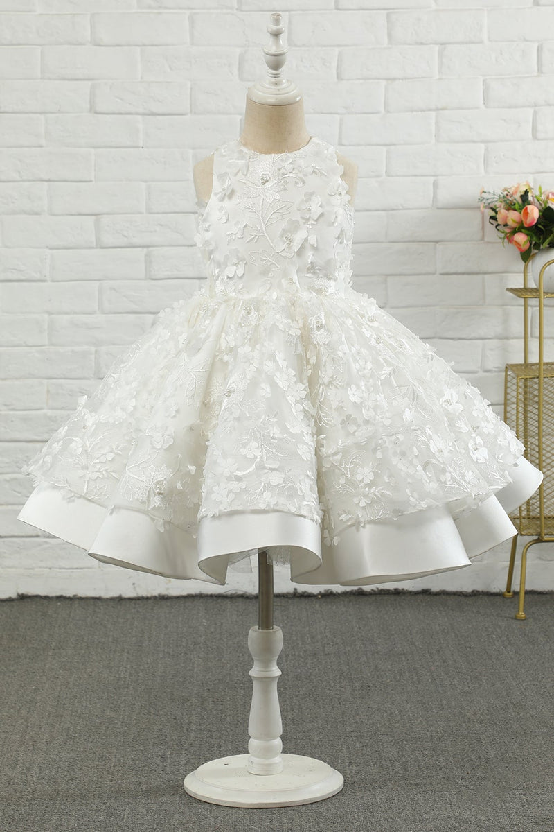 Carica l&#39;immagine nel visualizzatore di Gallery, Bianco Applique Senza Maniche Fiore Ragazza Vestito