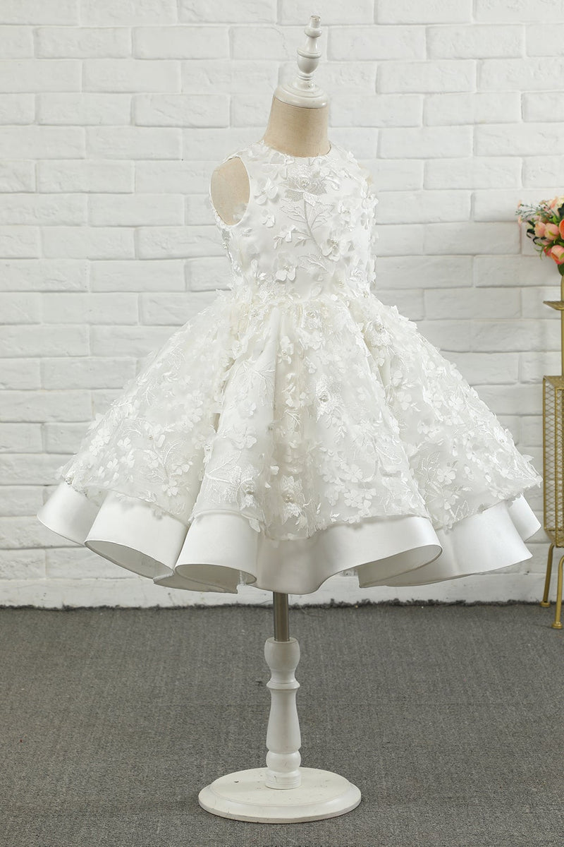 Carica l&#39;immagine nel visualizzatore di Gallery, Bianco Applique Senza Maniche Fiore Ragazza Vestito