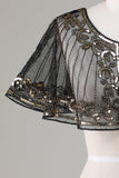 Mantello da donna anni '20 glitterato con perline nere