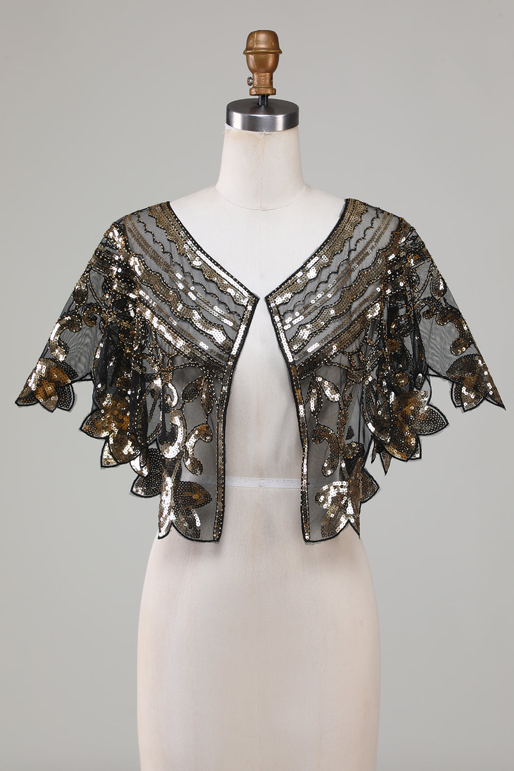 Mantello anni '20 nero glitterato con paillettes