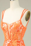 Splendido Arancia Lace Up Tight Glitter Homecoming Dress