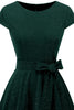Carica l&#39;immagine nel visualizzatore di Gallery, Abito vintage verde scuro anni 50 con fascia