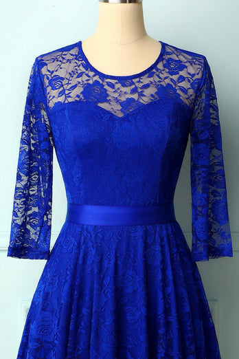 Abito in pizzo rosa blu royal
