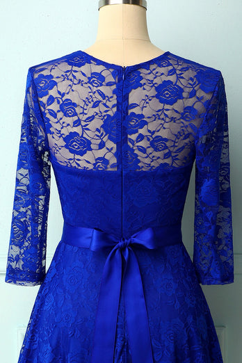 Abito in pizzo rosa blu royal