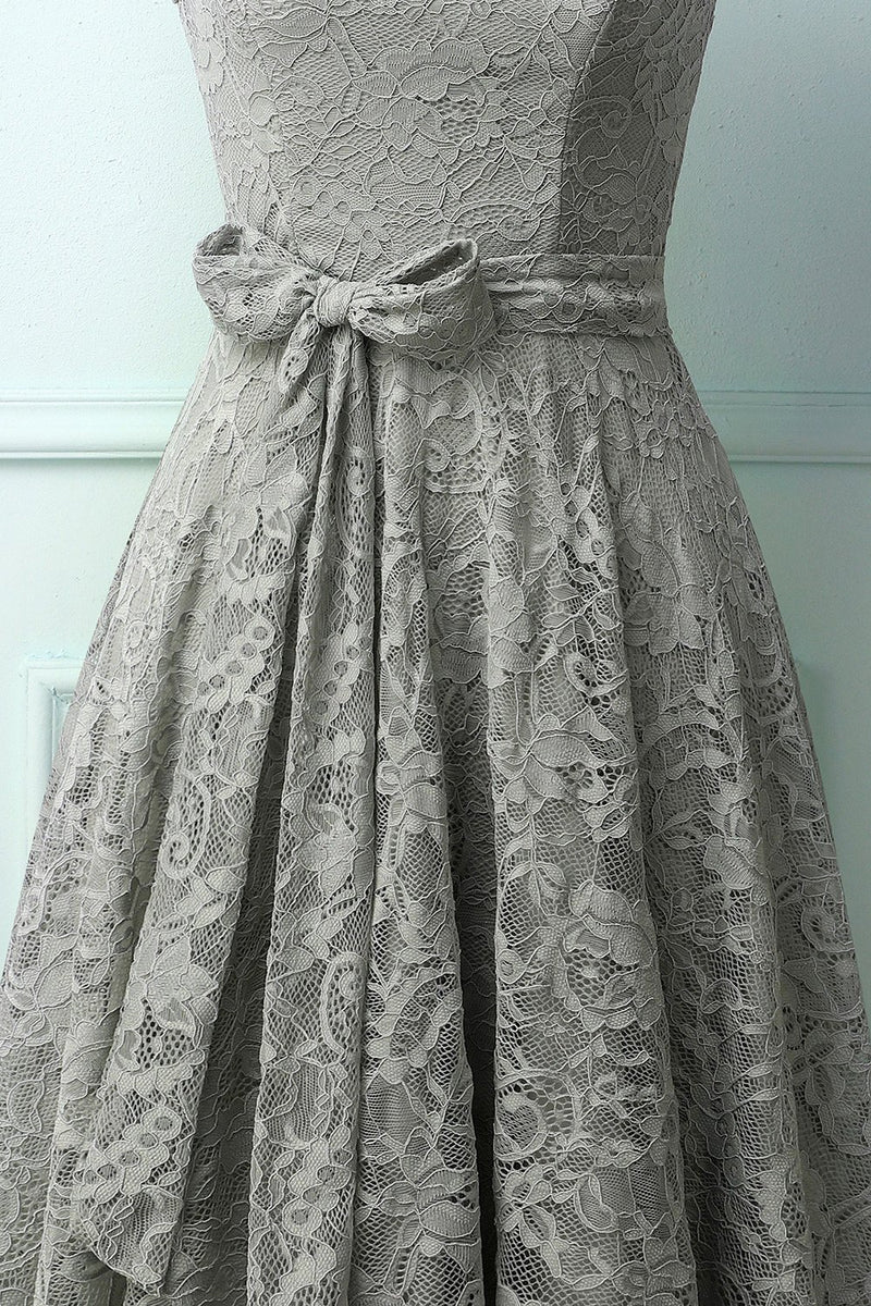 Carica l&#39;immagine nel visualizzatore di Gallery, Abito longuette di pizzo grigio