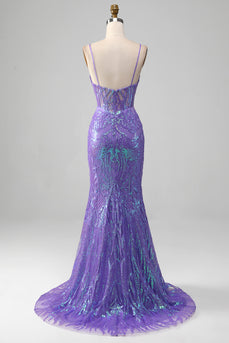 Mermaid Sparkly Corsetto Viola Prom Dress