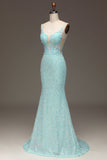 Paillettes Sparkly Mermaid Prom Dress con fessura